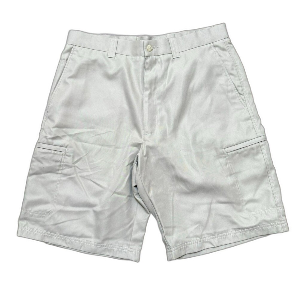 LINKS Men's 32 Golf Shorts Beige Sand Scorecard Pockets Quick Dry 10"